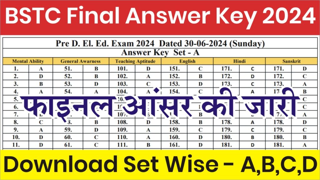 BSTC Final Answer Key 2024