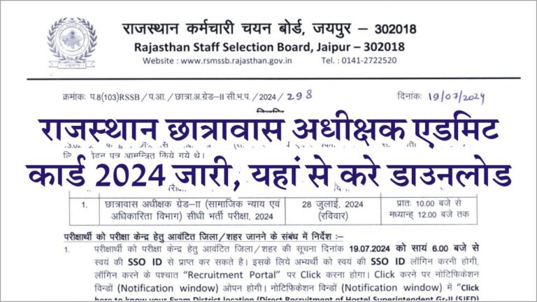 Hostel Superintendent Admit Card 2024