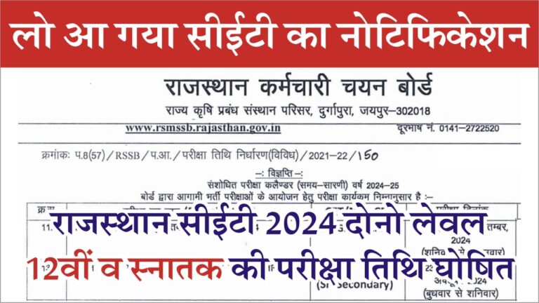 RSMSSB CET Exam Date 2024